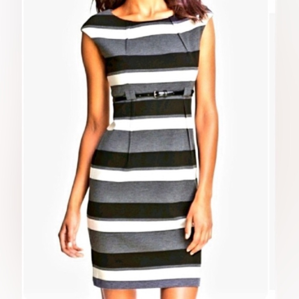Calvin Klein Striped Sleeveless Sheath